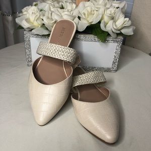 BCBGeneration White Bianca Croc Emma Mule Flat